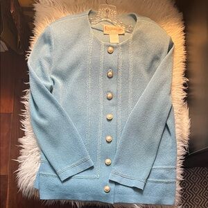 Knit Button-Up Cardigan/Suit jacket in Blue